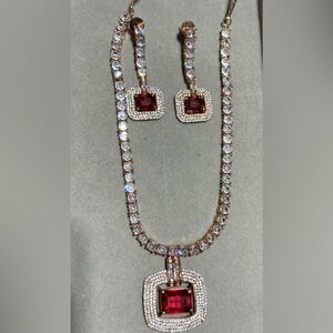 Elegant Gold and Red Jewelry Set